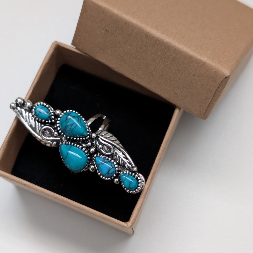 Gold Plated Turquoise Color Silver Women's Ring